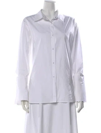 Pre-owned Misha Nonoo Long Sleeve Button-up Top In White