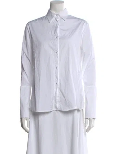 Pre-owned Misha Nonoo Long Sleeve Button-up Top In White
