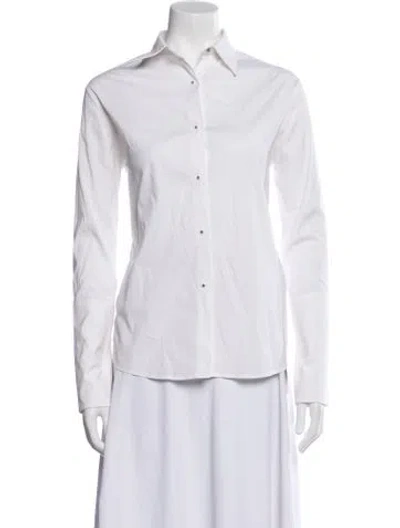 Pre-owned Misha Nonoo Long Sleeve Button-up Top In White