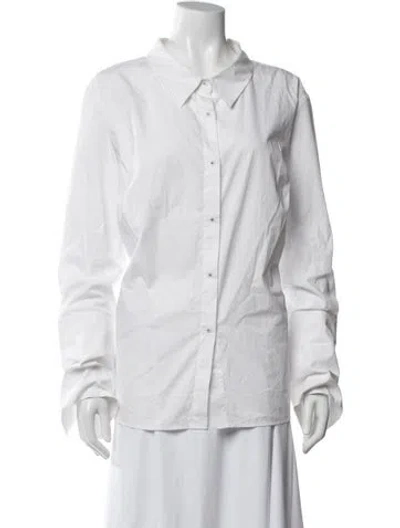 Pre-owned Misha Nonoo Long Sleeve Button-up Top In White