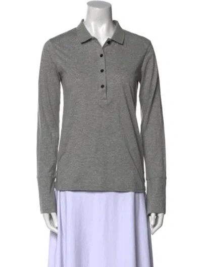 Pre-owned Misha Nonoo Long Sleeve Polo In Gray