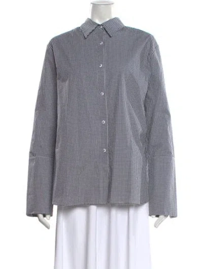 Pre-owned Misha Nonoo Plaid Print Long Sleeve Button-up Top W/ Tags In Black