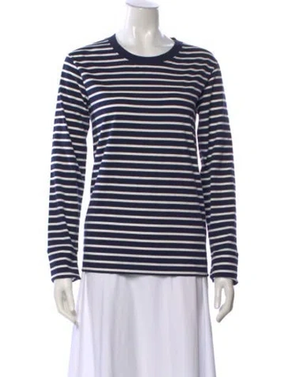 Pre-owned Misha Nonoo Striped Crew Neck Top In Blue