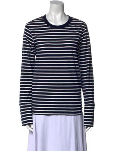 Pre-owned Misha Nonoo Striped Crew Neck T-shirt In Blue