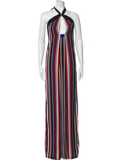 Pre-owned Misha Nonoo Striped Halterneck Jumpsuit In Black