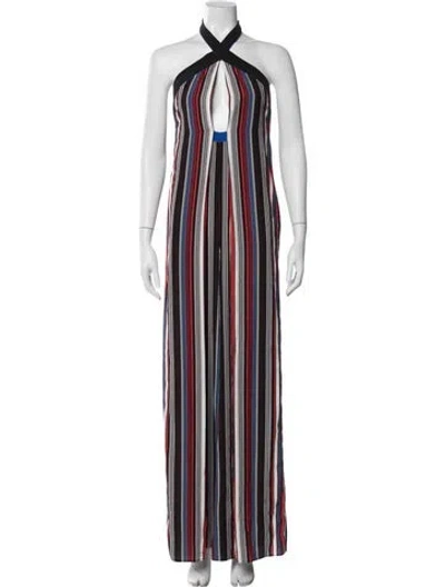 Pre-owned Misha Nonoo Striped Halterneck Jumpsuit In Black