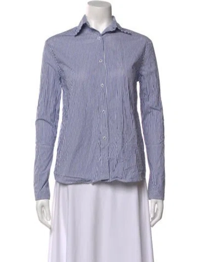 Pre-owned Misha Nonoo Striped Long Sleeve Button-up Top In Multi