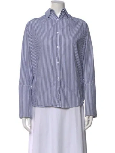 Pre-owned Misha Nonoo Striped Long Sleeve Button-up Top In Multi