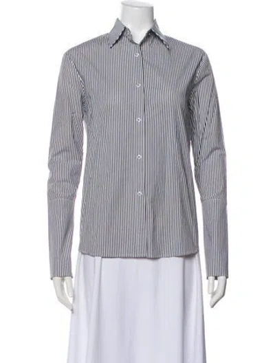 Pre-owned Misha Nonoo Striped Long Sleeve Button-up Top In Multi