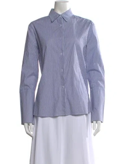 Pre-owned Misha Nonoo Striped Long Sleeve Button-up Top In Multi