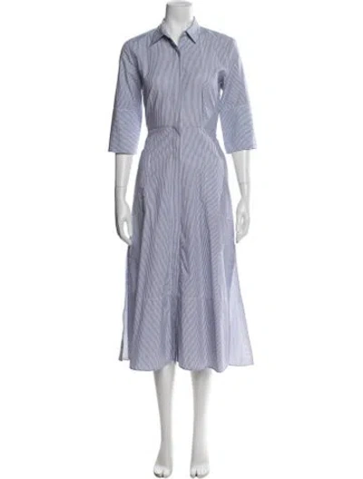 Pre-owned Misha Nonoo Striped Midi Length Dress In Blue