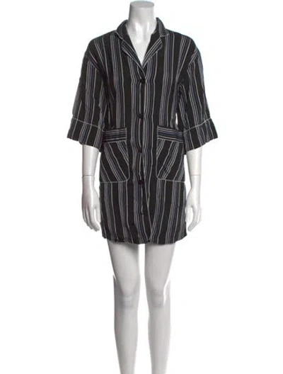 Pre-owned Misha Nonoo Striped Mini Dress In Black