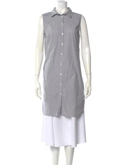 Pre-owned Misha Nonoo Striped Sleeveless Button-up Top In Gray