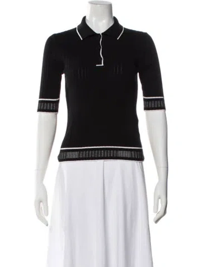 Pre-owned Misha Nonoo Three-quarter Sleeve Polo In Black