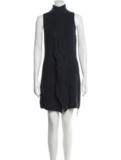 Pre-owned Misha Nonoo Turtleneck Mini Dress In Blue