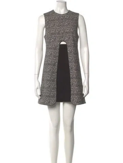 Pre-owned Misha Nonoo Tweed Pattern Mini Dress In Black