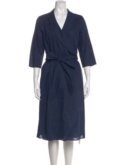 Pre-owned Misha Nonoo V-neck Midi Length Dress In Blue