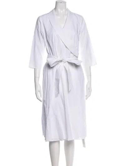 Pre-owned Misha Nonoo V-neck Midi Length Dress In White