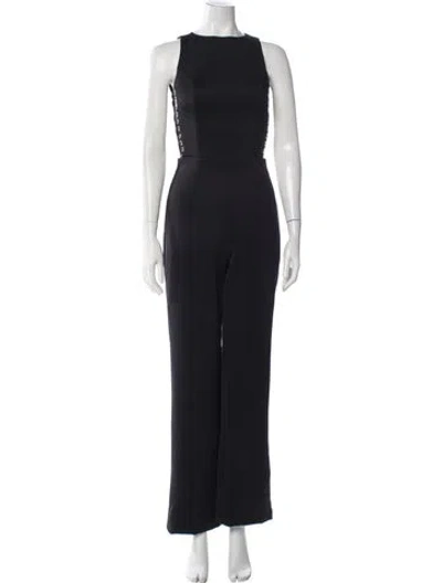 Pre-owned Misha Nylon Bateau Neckline Jumpsuit In Black