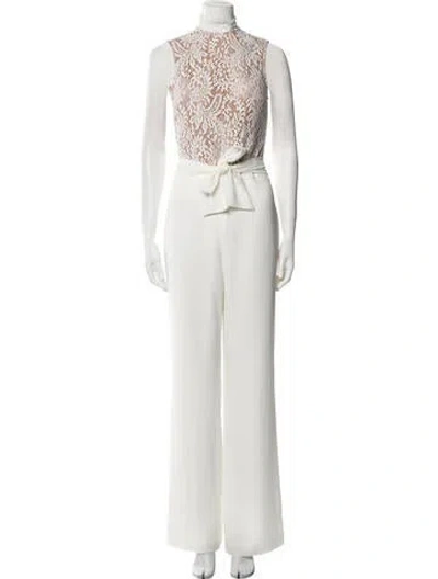 Pre-owned Misha Nylon Lace Pattern Jumpsuit In White