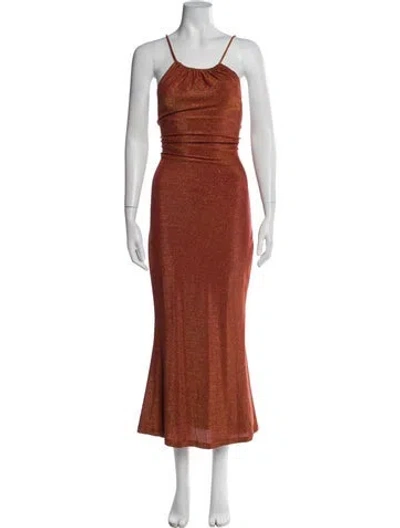 Pre-owned Misha Nylon Midi Length Dress In Orange