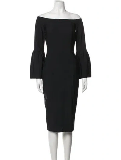 Pre-owned Misha Off-the-shoulder Knee-length Dress In Black