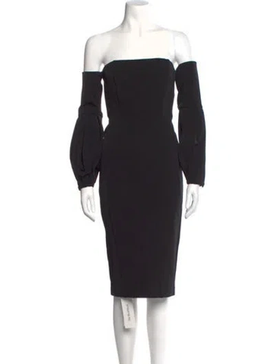 Pre-owned Misha Off-the-shoulder Knee-length Dress In Black