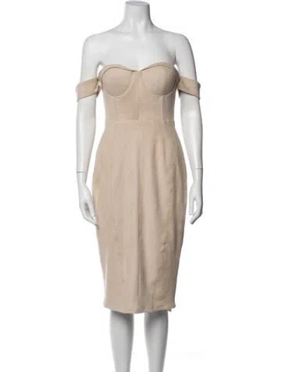 Pre-owned Misha Off-the-shoulder Knee-length Dress W/ Tags In Neutrals