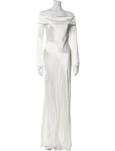 Pre-owned Misha Off-the-shoulder Long Dress W/ Tags In White