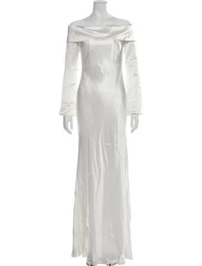 Pre-owned Misha Off-the-shoulder Long Dress W/ Tags In White