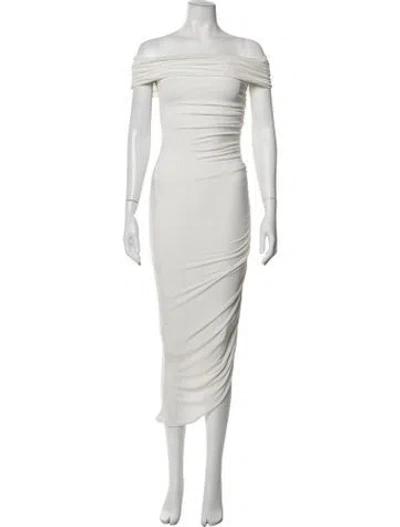 Pre-owned Misha Off-the-shoulder Midi Length Dress In Neutrals