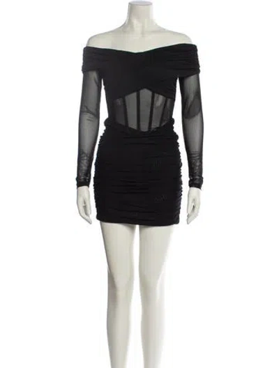 Pre-owned Misha Off-the-shoulder Mini Dress In Black