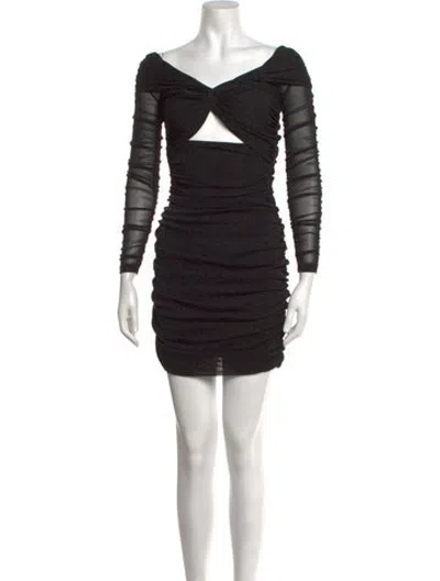 Pre-owned Misha Off-the-shoulder Mini Dress In Black