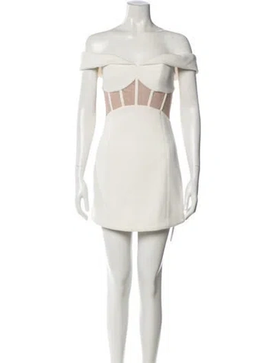 Pre-owned Misha Off-the-shoulder Mini Dress In Neutral