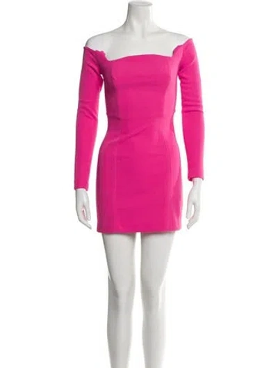 Pre-owned Misha Off-the-shoulder Mini Dress In Pink