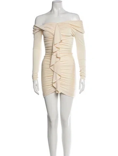 Pre-owned Misha Off-the-shoulder Mini Dress W/ Tags In Neutral