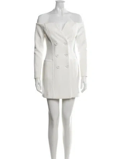 Pre-owned Misha Off-the-shoulder Mini Dress In White