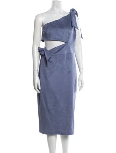 Pre-owned Misha One-shoulder Knee-length Dress In Blue