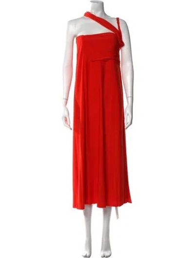 Pre-owned Misha One-shoulder Knee-length Dress In Orange