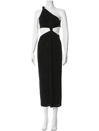 Pre-owned Misha One-shoulder Long Dress In Black