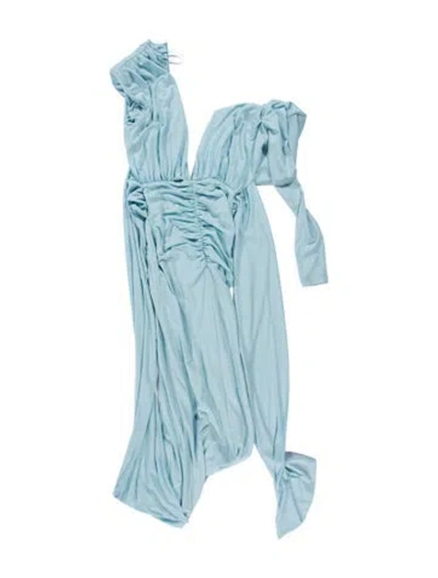 Pre-owned Misha One-shoulder Long Dress In Blue