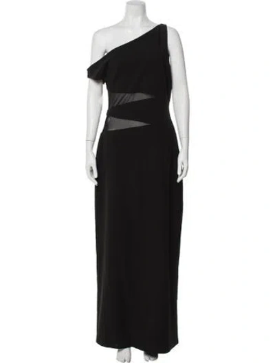 Pre-owned Misha One-shoulder Long Dress In Gray