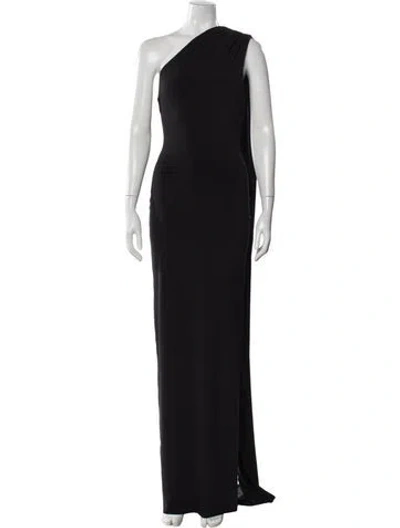 Pre-owned Misha One-shoulder Long Dress In Gray