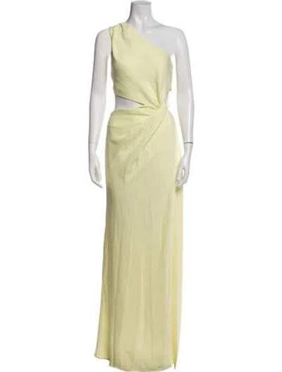 Pre-owned Misha One-shoulder Long Dress In Green