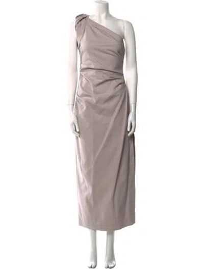 Pre-owned Misha One-shoulder Long Dress In Neutral