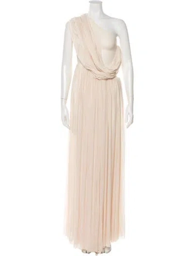 Pre-owned Misha One-shoulder Long Dress In Neutral