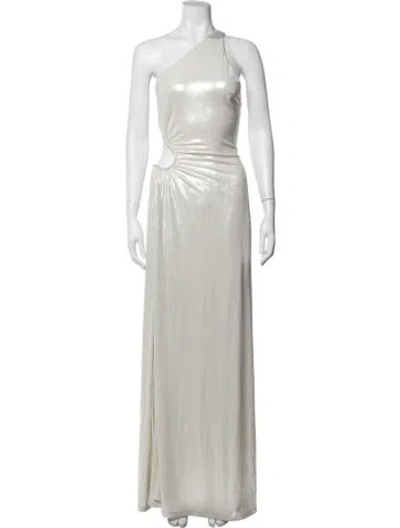 Pre-owned Misha One-shoulder Long Dress In Neutral