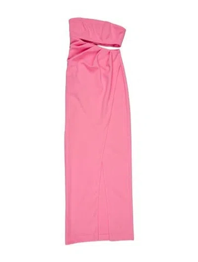 Pre-owned Misha One-shoulder Long Dress In Pink