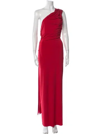 Pre-owned Misha One-shoulder Long Dress In Red