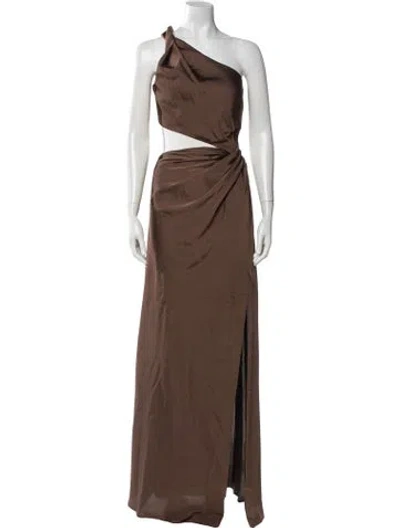 Pre-owned Misha One-shoulder Long Dress W/ Tags In Brown